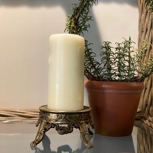 Vintage Brass Ornate Candle Holder Stand